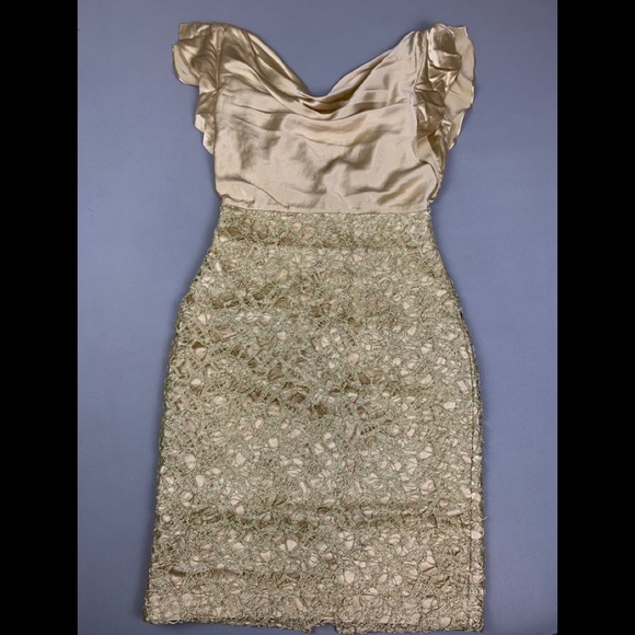 kay unger gold dress Kay Unger Purple and Gold Cocktail Dress, 6 – Second Serve Resale main image 1